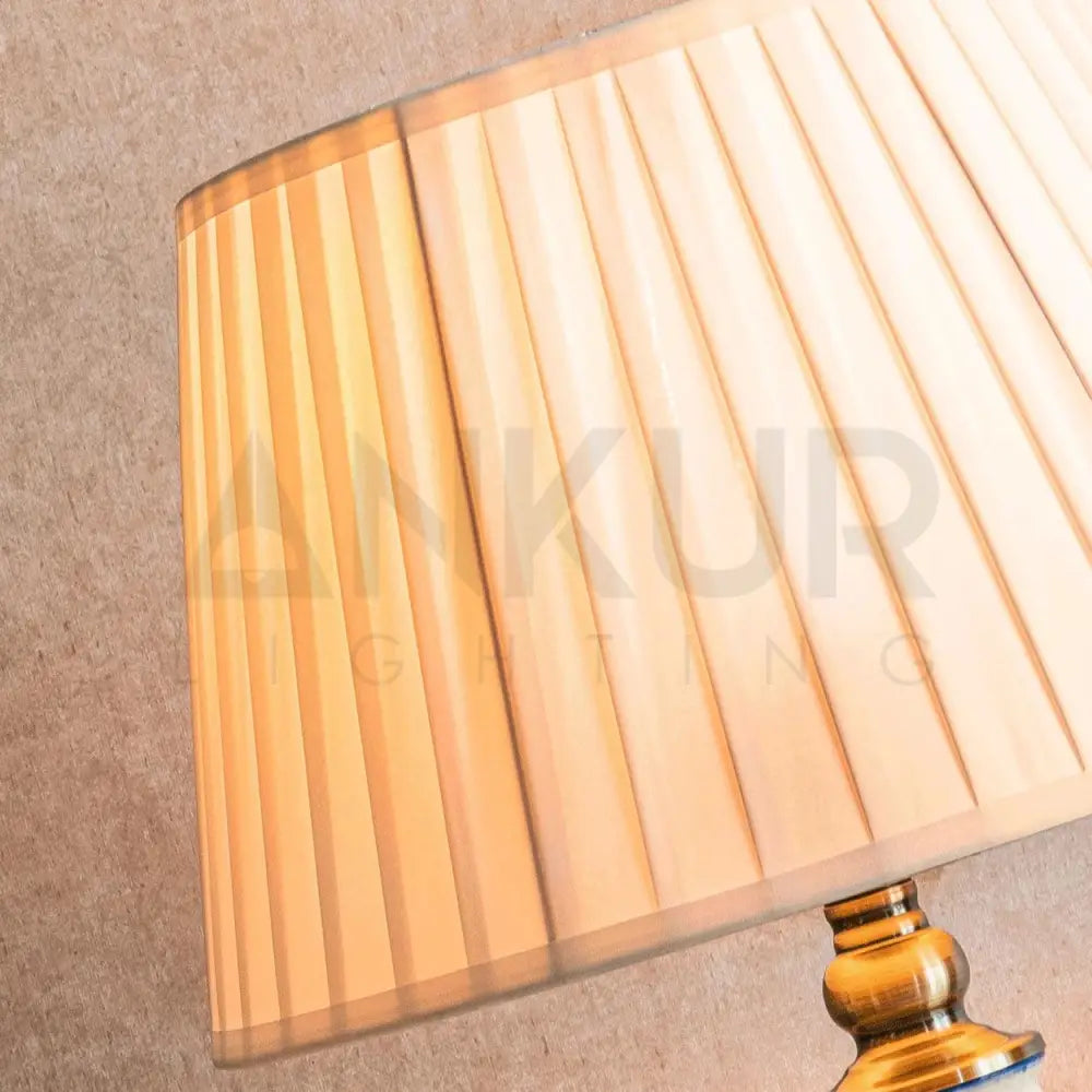 SQUISIT BLUE FLORAL PATTERN CERAMIC TABLE LAMP - Ankur Lighting