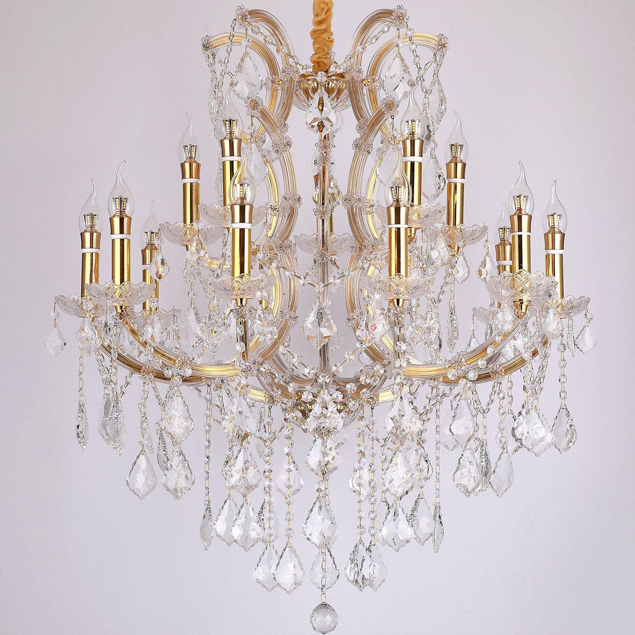 ANKUR 15 LIGHTS VEGAS GOLDEN CRYSTAL CHANDELIER - Ankur Lighting