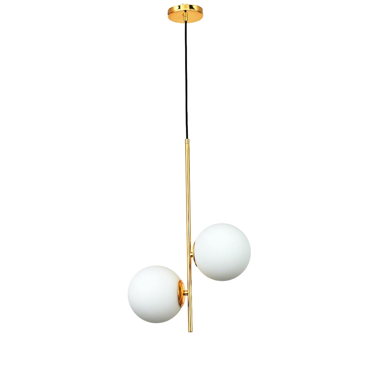 ANKUR ARIZONA 2 LIGHT MILKY GLOBE WITH GOLD METAL HANGING LIGHT - Ankur Lighting