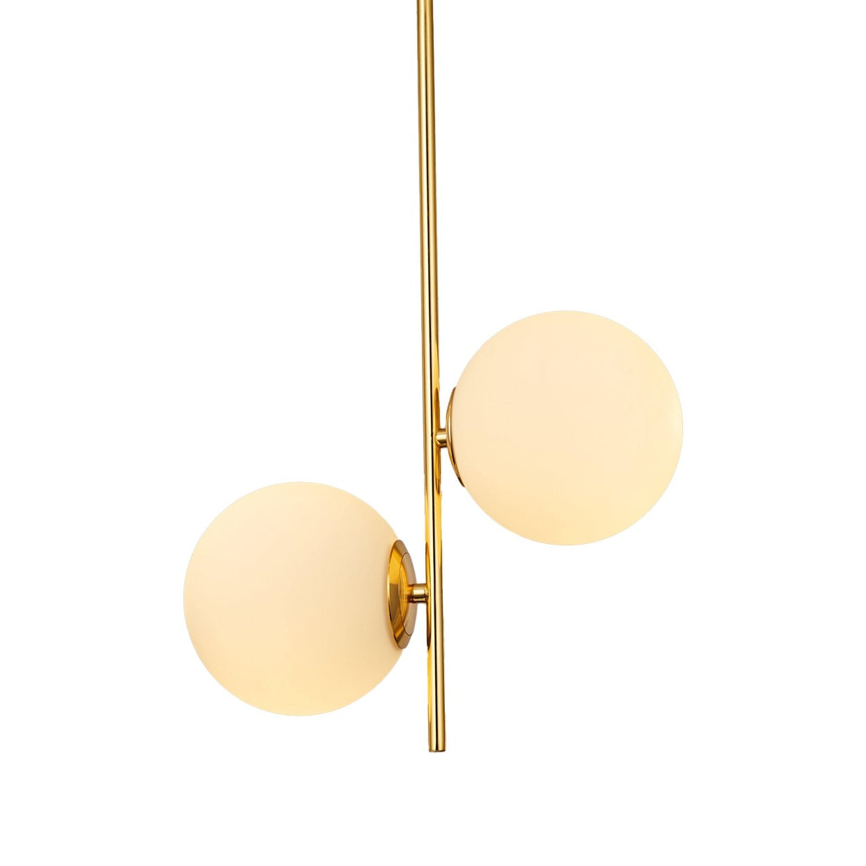 ANKUR ARIZONA 2 LIGHT MILKY GLOBE WITH GOLD METAL HANGING LIGHT - Ankur Lighting