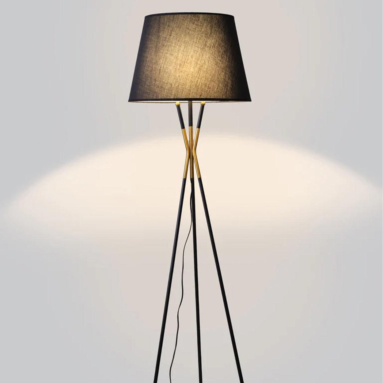 ANKUR AURAM FABRIC SHAD TRIPOD FLOOR LAMP - Ankur Lighting