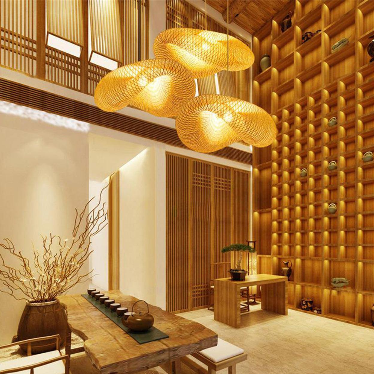 ANKUR CANE HAT BAMBOO PENDANT LIGHT - Ankur Lighting