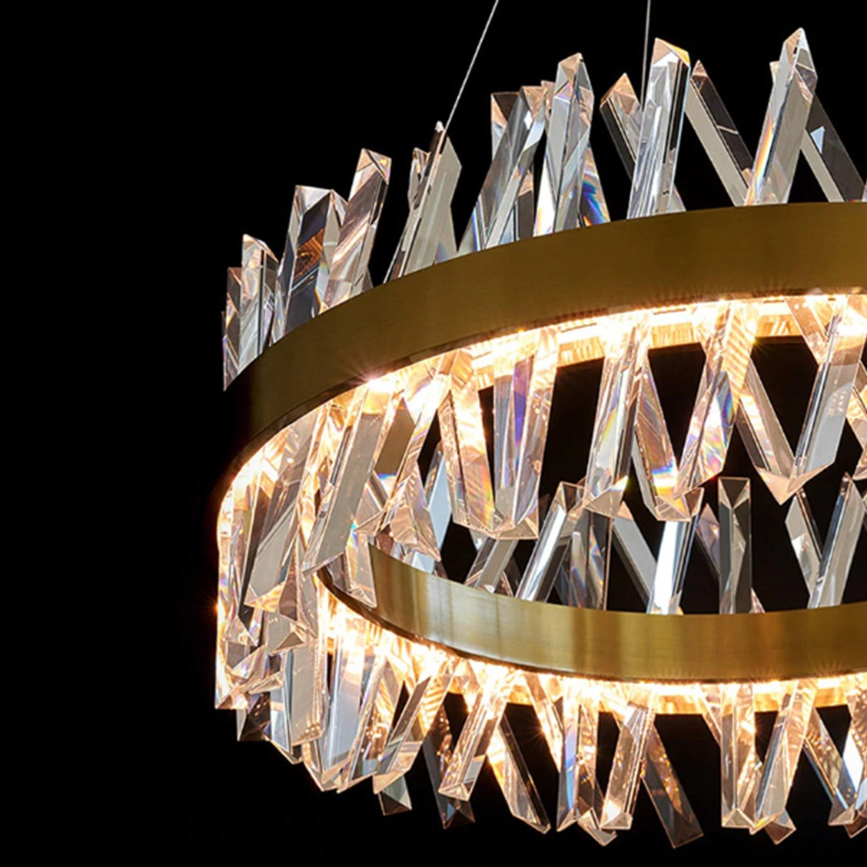 ANKUR CRISS CROSS THREEQ ROUND CONTEMPORARY CRYSTAL CHANDELIER - Ankur Lighting