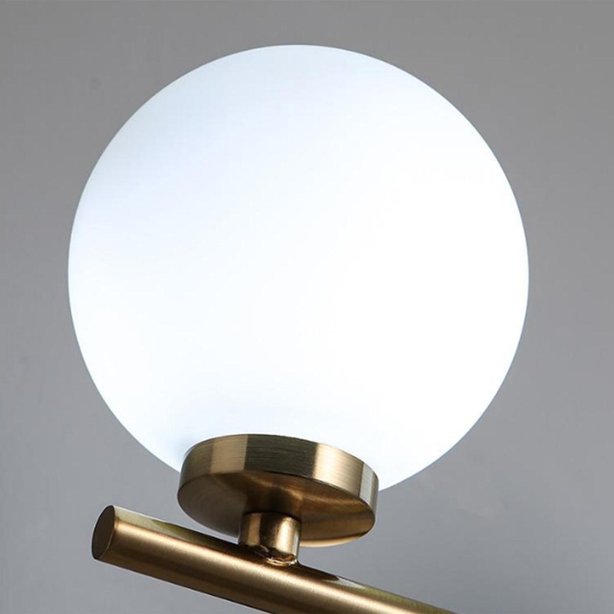 ANKUR DALTON CONTEMPORARY TWIN GLOBE LIGHT MILKY WHITE GLOBE GLASS SHADE WALL LIGHT VANITY LIGHT IN GOLD - Ankur Lighting