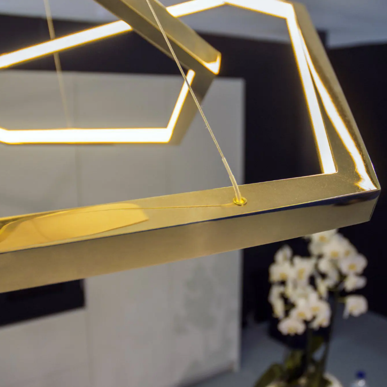 ANKUR GEOM HEXAGON 3 RING CONTEMPORARY LED CHANDELIER - Ankur Lighting
