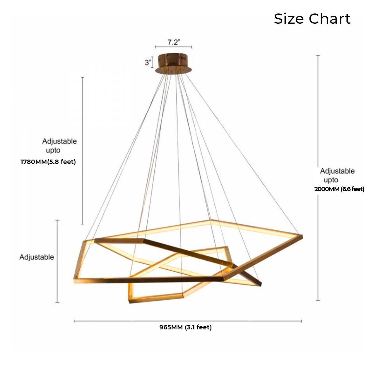 ANKUR GEOM HEXAGON 3 RING CONTEMPORARY LED CHANDELIER - Ankur Lighting