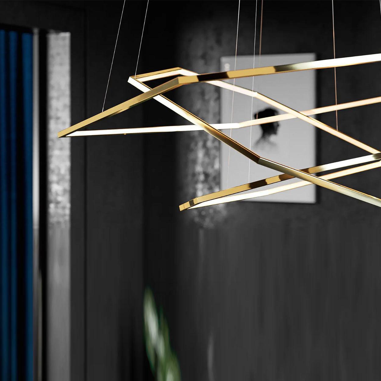 ANKUR GEOM HEXAGON 3 RING CONTEMPORARY LED CHANDELIER - Ankur Lighting