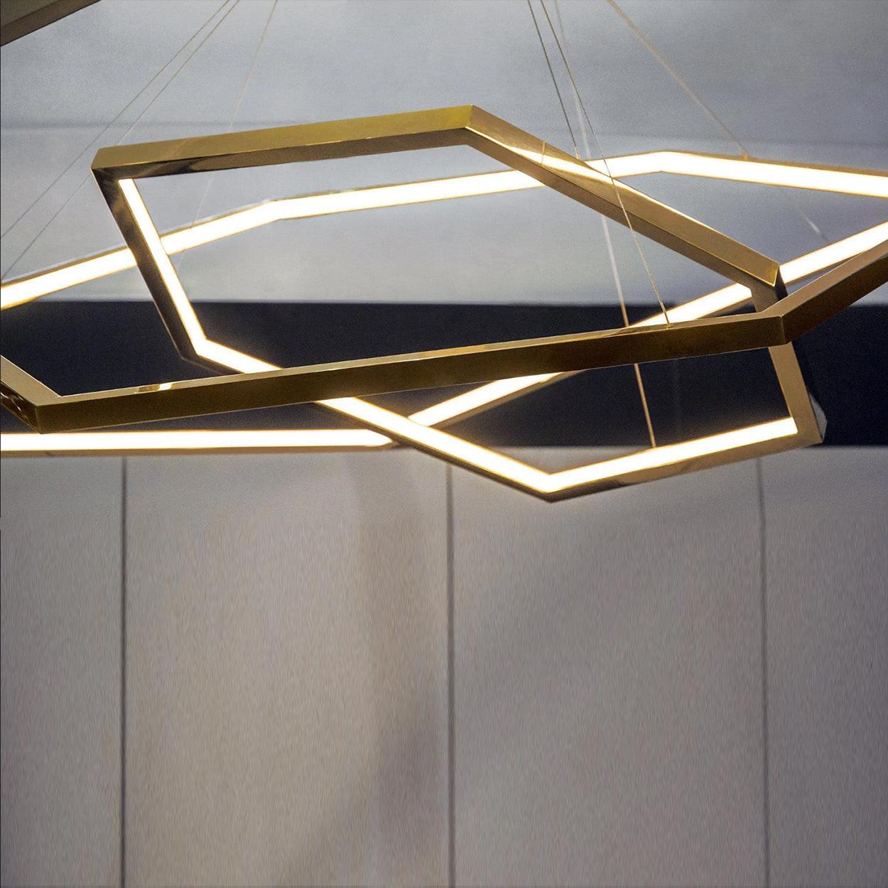 ANKUR GEOM HEXAGON 3 RING CONTEMPORARY LED CHANDELIER - Ankur Lighting