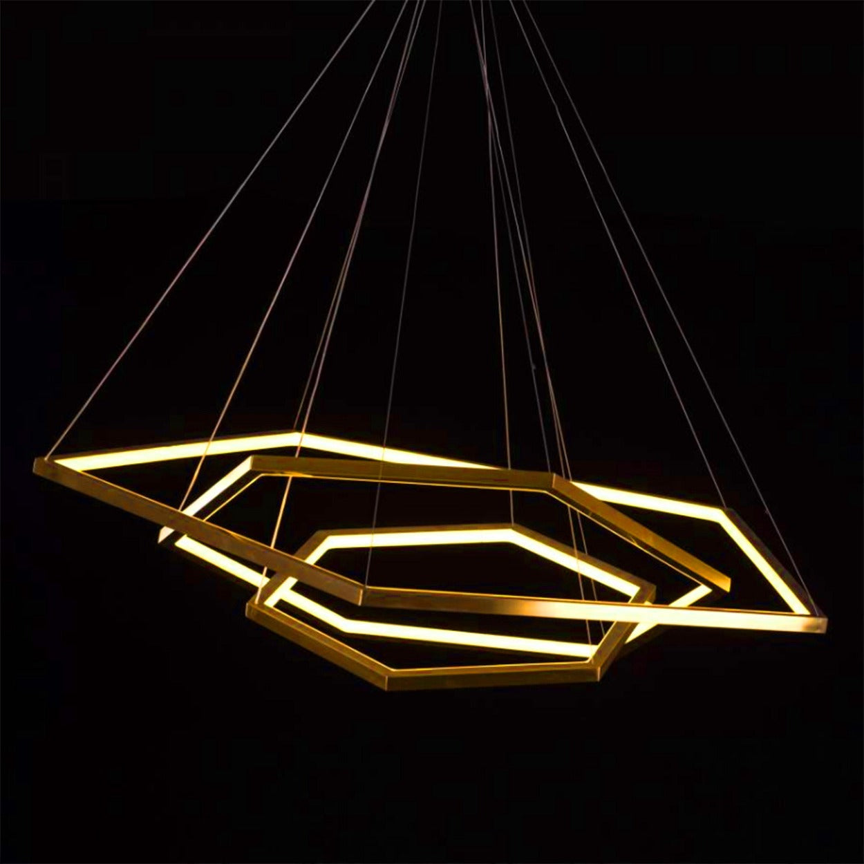ANKUR GEOM HEXAGON 3 RING CONTEMPORARY LED CHANDELIER - Ankur Lighting