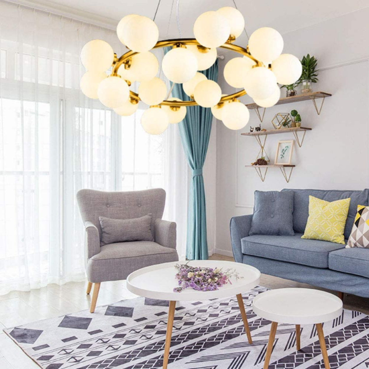 ANKUR GLASS BUBBLE RING CHANDELIER - Ankur Lighting