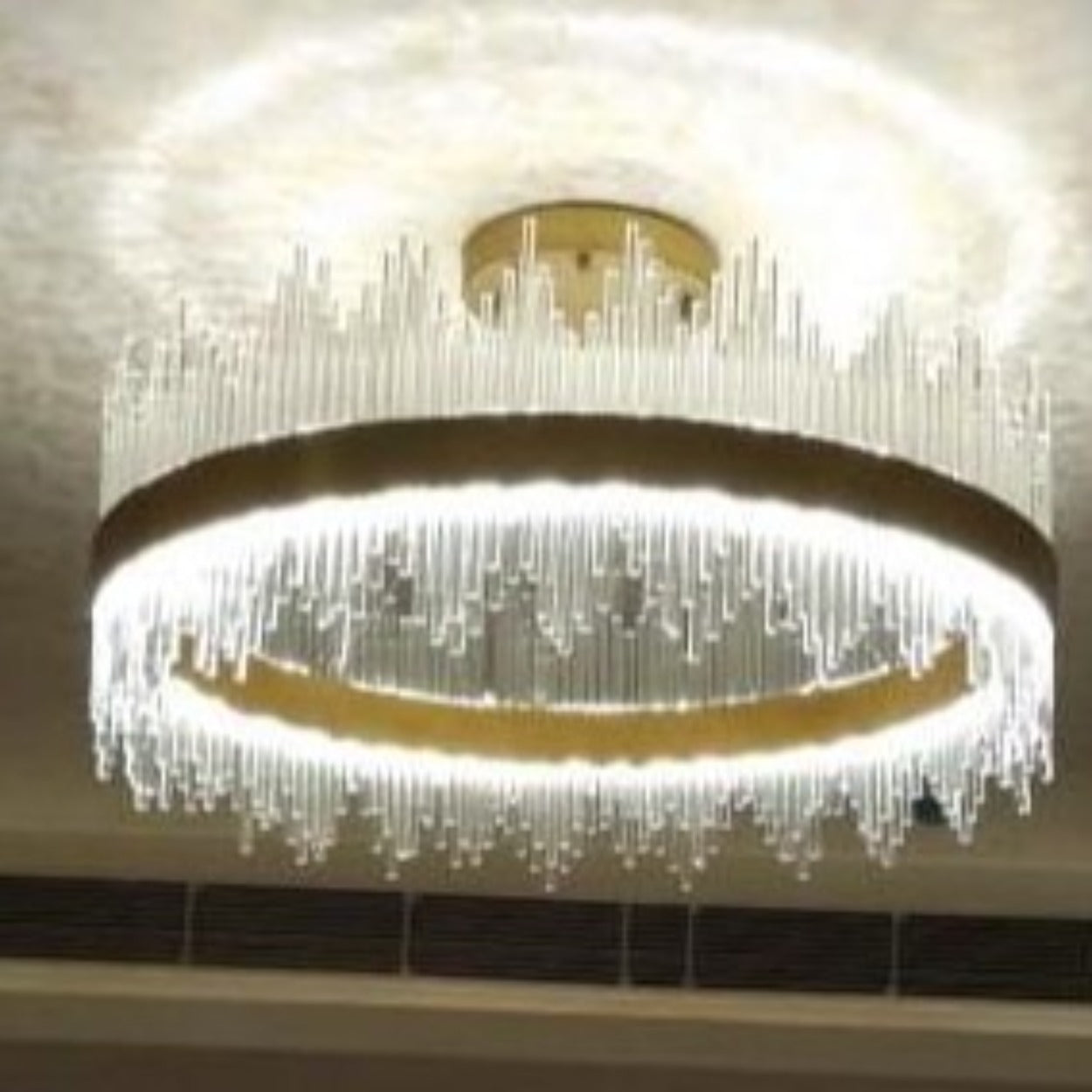 ANKUR GLASS PENCIL ROUND GOLD LED HANGING CHANDELIER - Ankur Lighting