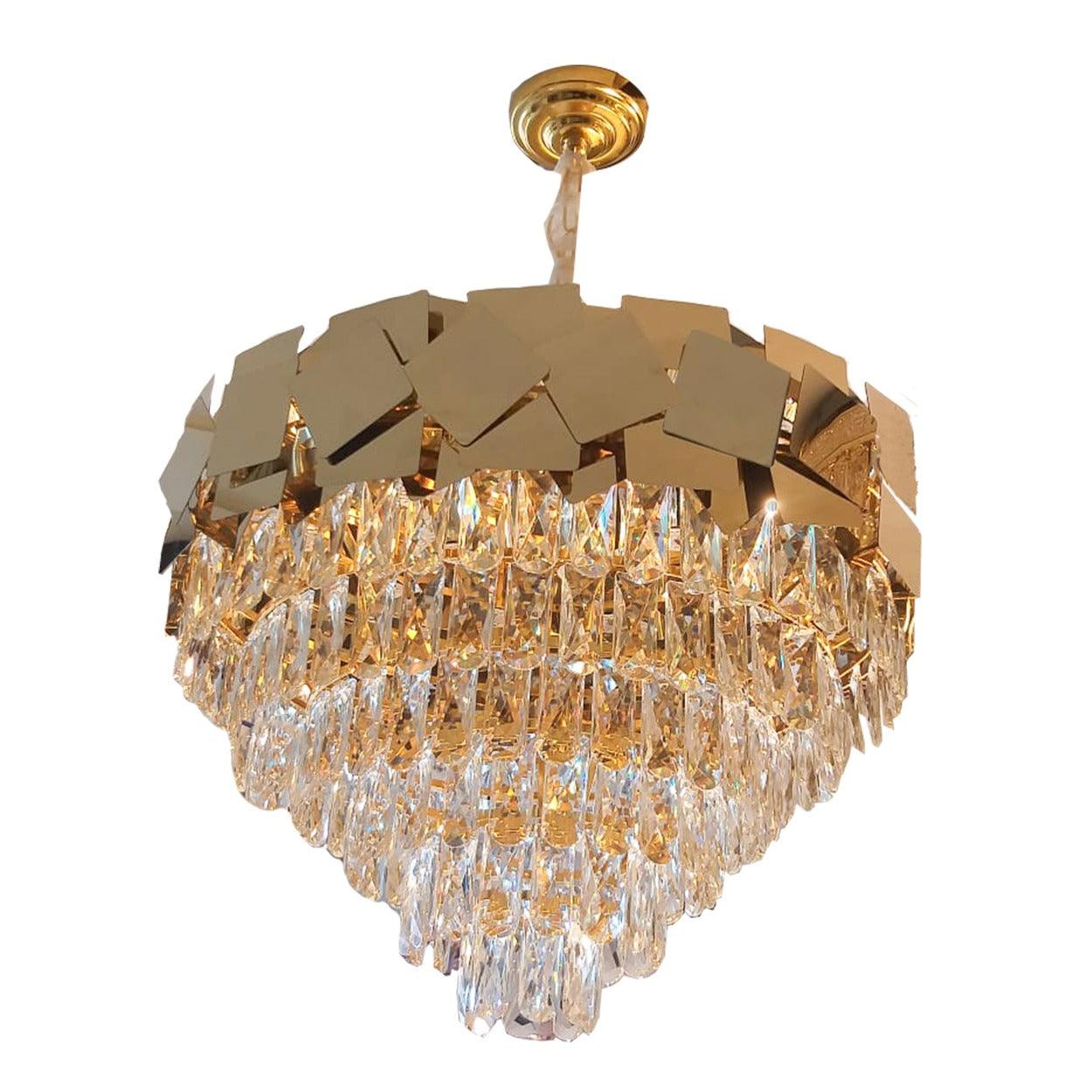 ANKUR GOLD CROWN LUXURY CRYSTAL CHANDELIER IN LED - Ankur Lighting