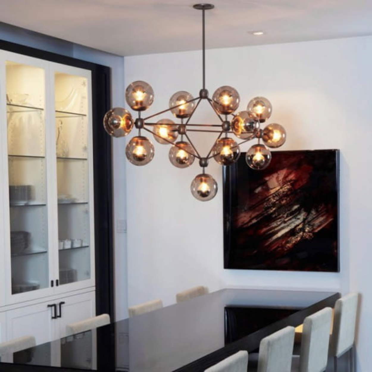 ANKUR HELIX MODERN GLASS AND METAL CHANDELIER - Ankur Lighting