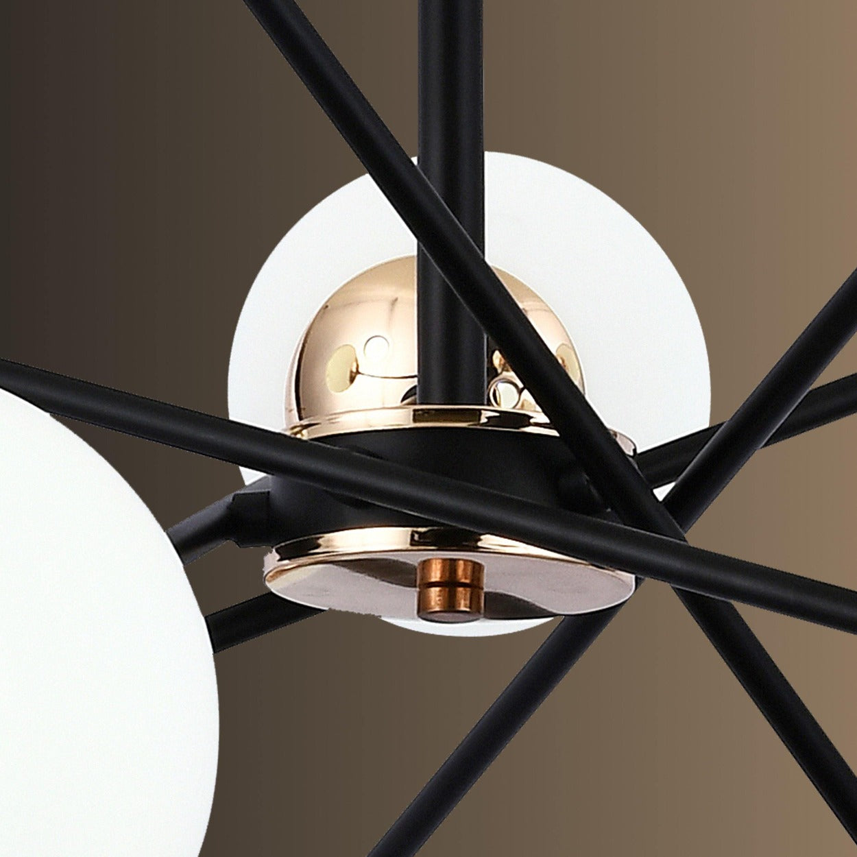 ANKUR HYDRON 10 LIGHT METAL AND MILKY GLOBE CHANDELIER - Ankur Lighting