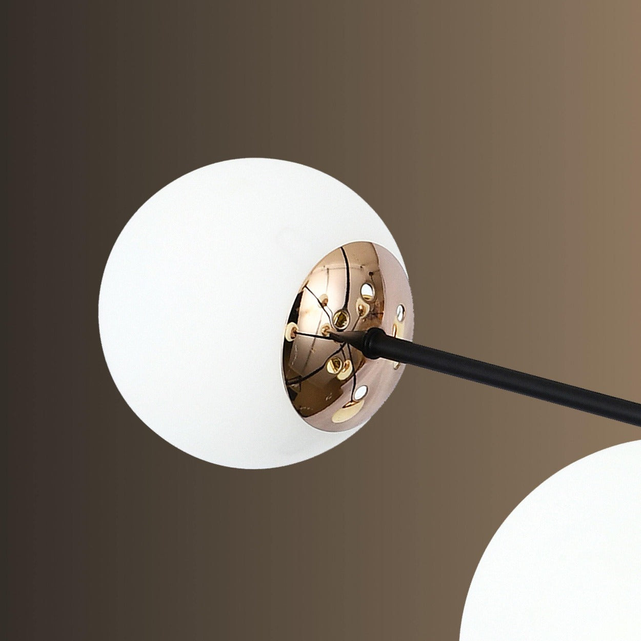 ANKUR HYDRON 10 LIGHT METAL AND MILKY GLOBE CHANDELIER - Ankur Lighting