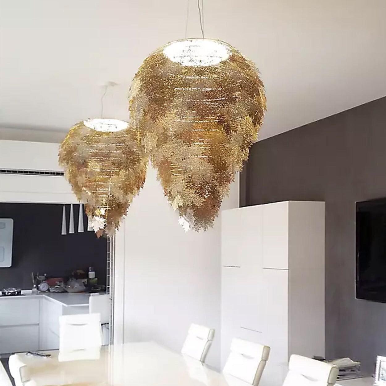 ANKUR LASER CUT METAL MAPLE LEAF CHANDELIER - Ankur Lighting