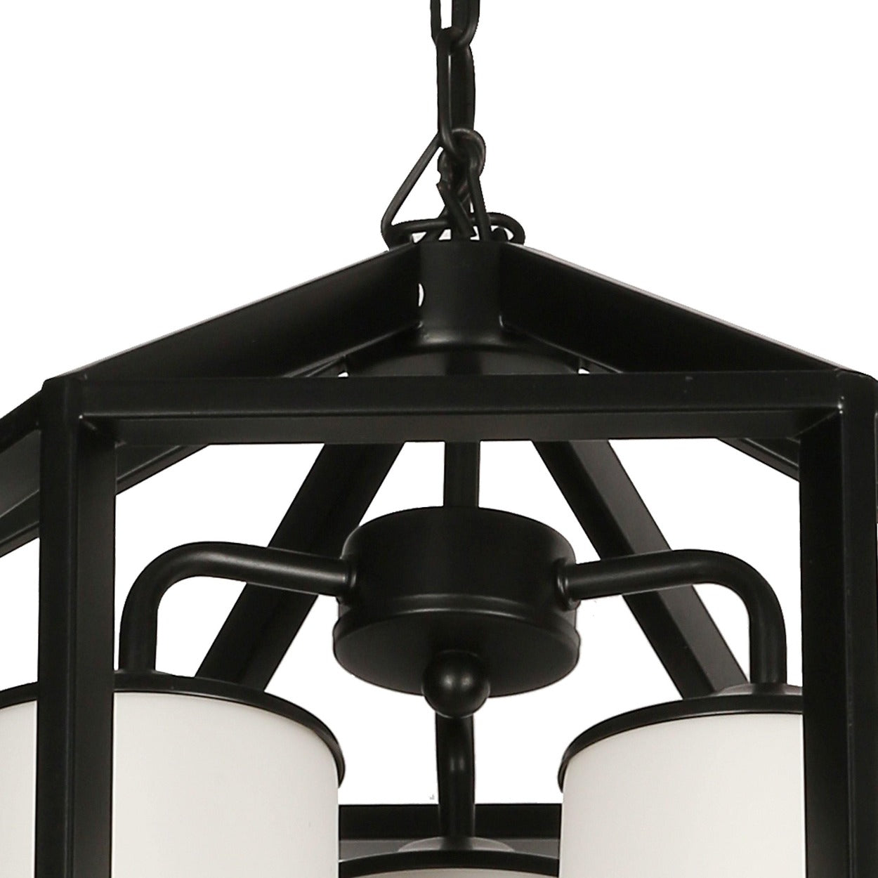 ANKUR MANHATTAN 3 LIGHT BLACK METAL WITH WHITE GLASS CHANDELIER - Ankur Lighting