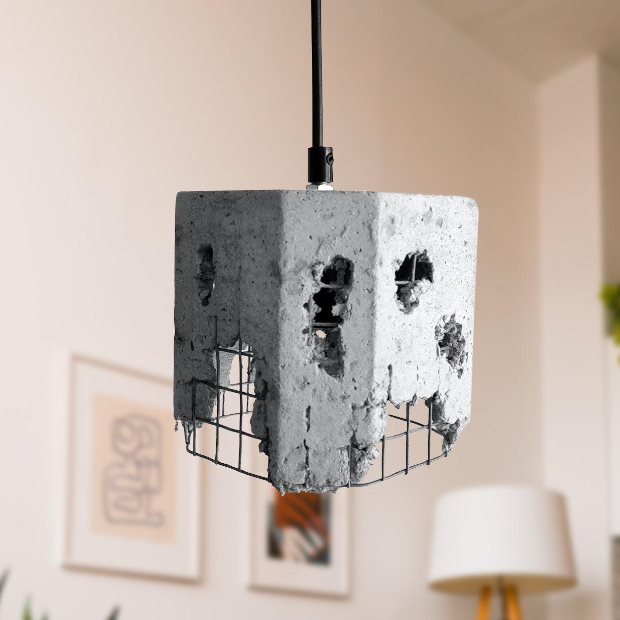 ANKUR METAL MESH CUBE CONCRETE HANGING - Ankur Lighting