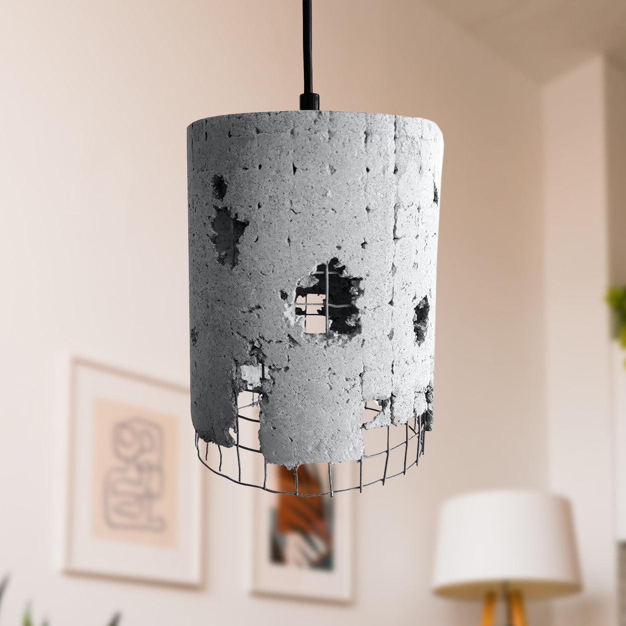 ANKUR METAL MESH CYLINDRICAL CONCRETE HANGING - Ankur Lighting