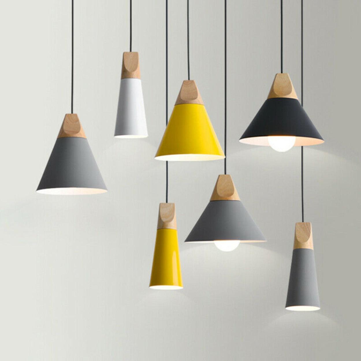 ANKUR MODERN NORDIC CONE WITH NATURAL WOOD PENDANT LIGHTS - Ankur Lighting