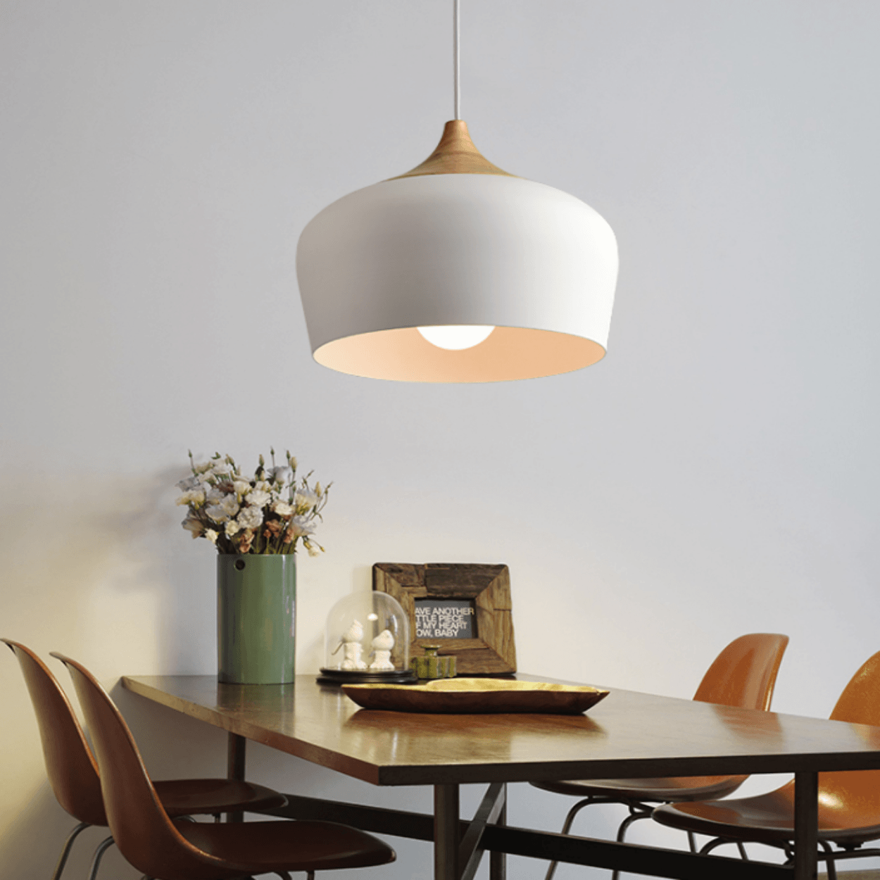 ANKUR MODERN NORDIC DOME WITH NATURAL WOOD PENDANT LIGHT - Ankur Lighting