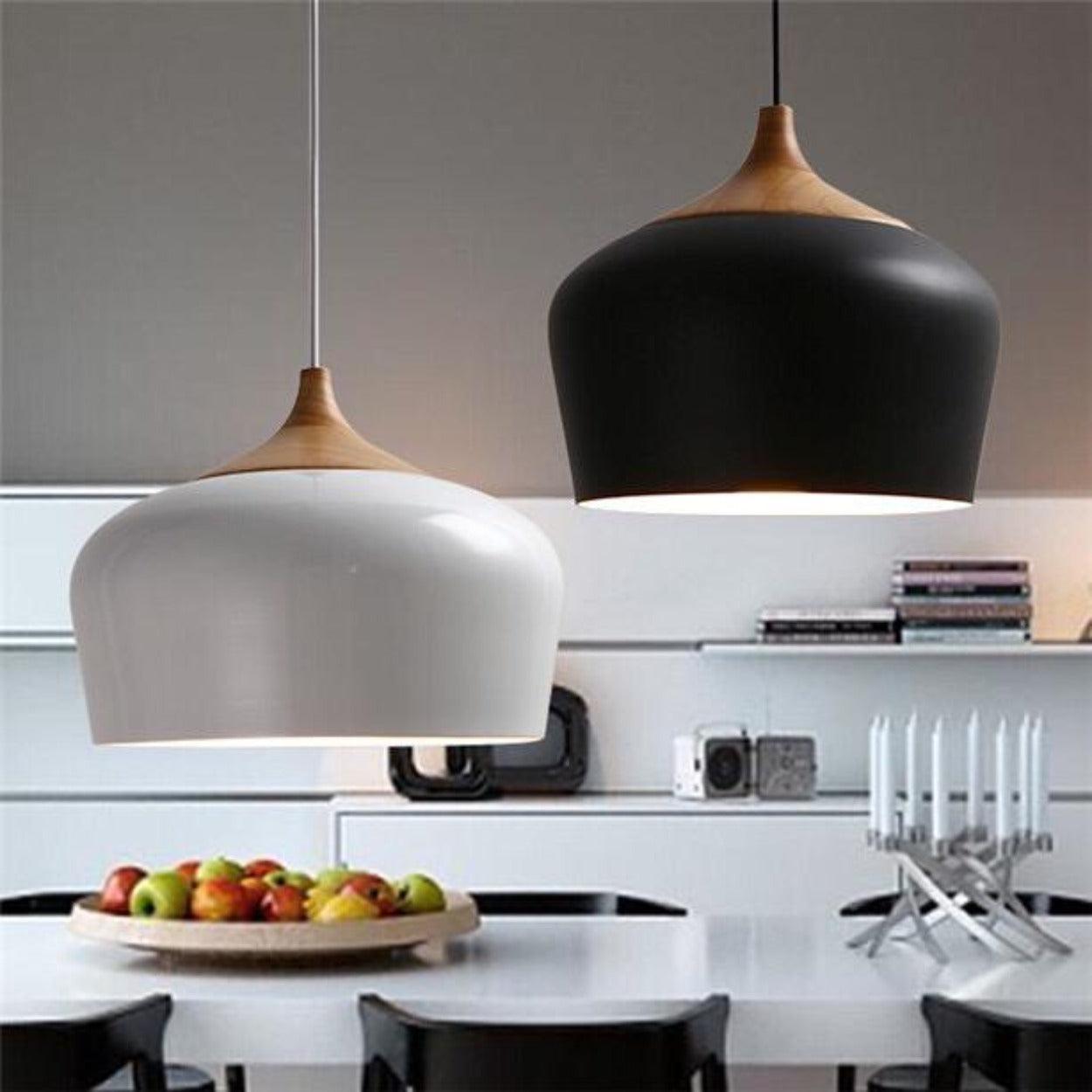 ANKUR MODERN NORDIC DOME WITH NATURAL WOOD PENDANT LIGHT - Ankur Lighting