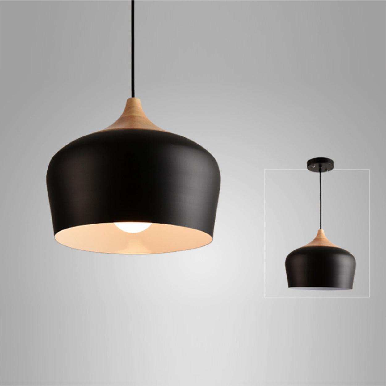 ANKUR MODERN NORDIC DOME WITH NATURAL WOOD PENDANT LIGHT - Ankur Lighting