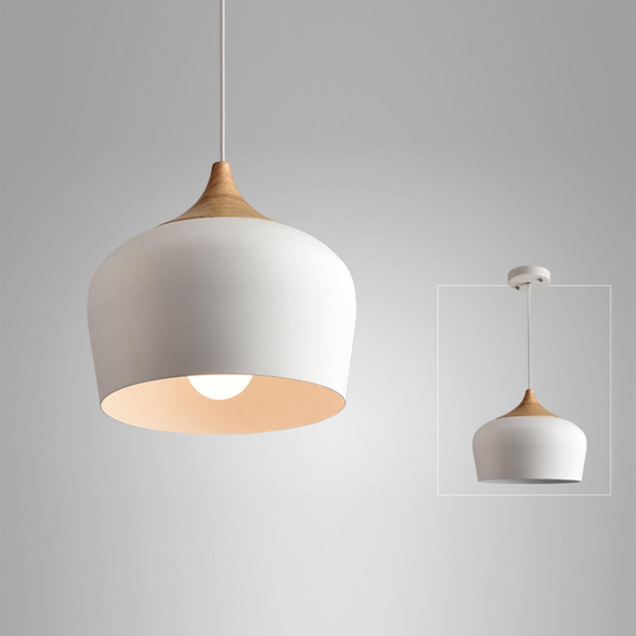 ANKUR MODERN NORDIC DOME WITH NATURAL WOOD PENDANT LIGHT - Ankur Lighting