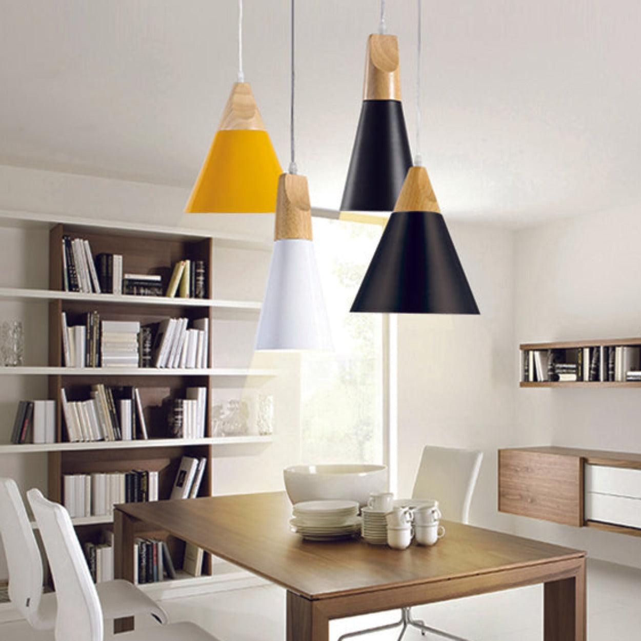 ANKUR NORDIC SLIM CONE NATURAL WOOD AND METAL PENDANT LIGHT - Ankur Lighting