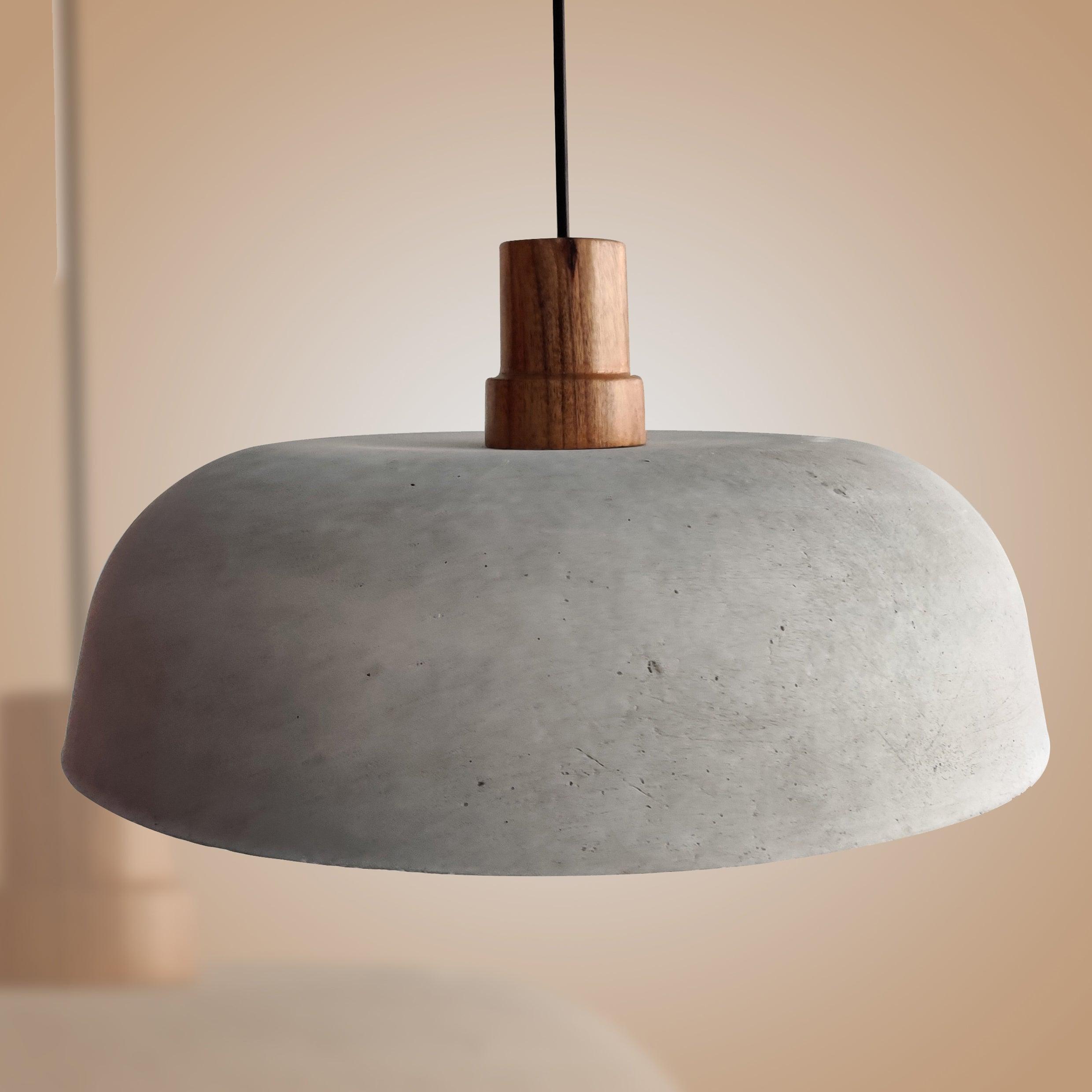 ANKUR NORDIC WIDE CONCRETE HANGING WITH NATURAL WOOD - Ankur Lighting