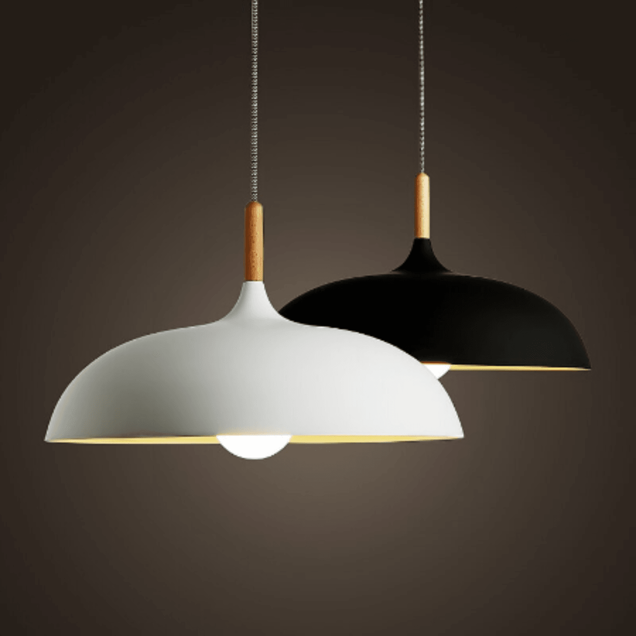 ANKUR NORDIC WIDE METAL AND NATURAL WOOD PENDANT LIGHT - Ankur Lighting