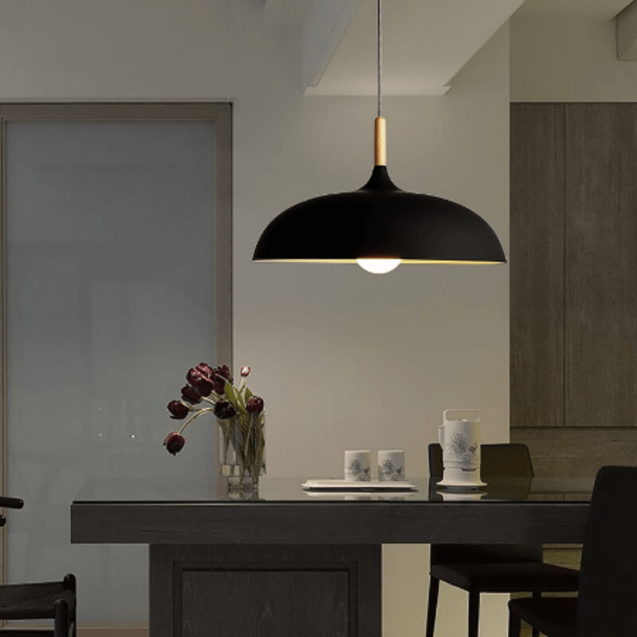 ANKUR NORDIC WIDE METAL AND NATURAL WOOD PENDANT LIGHT - Ankur Lighting