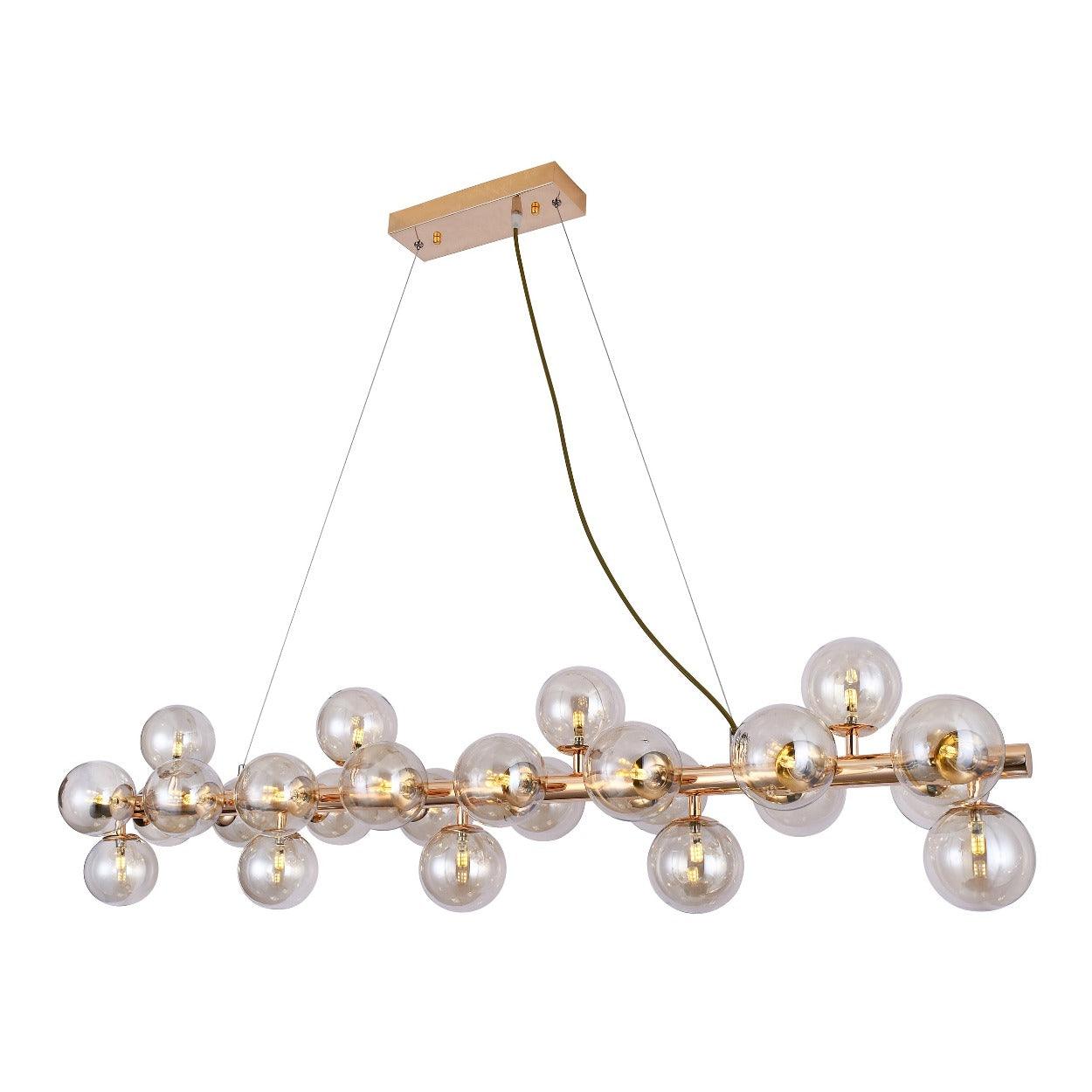 ANKUR ROMA 25 LIGHT CHAMPAGNE GLASS WITH GOLD METAL RADIANT CHANDELIER - Ankur Lighting
