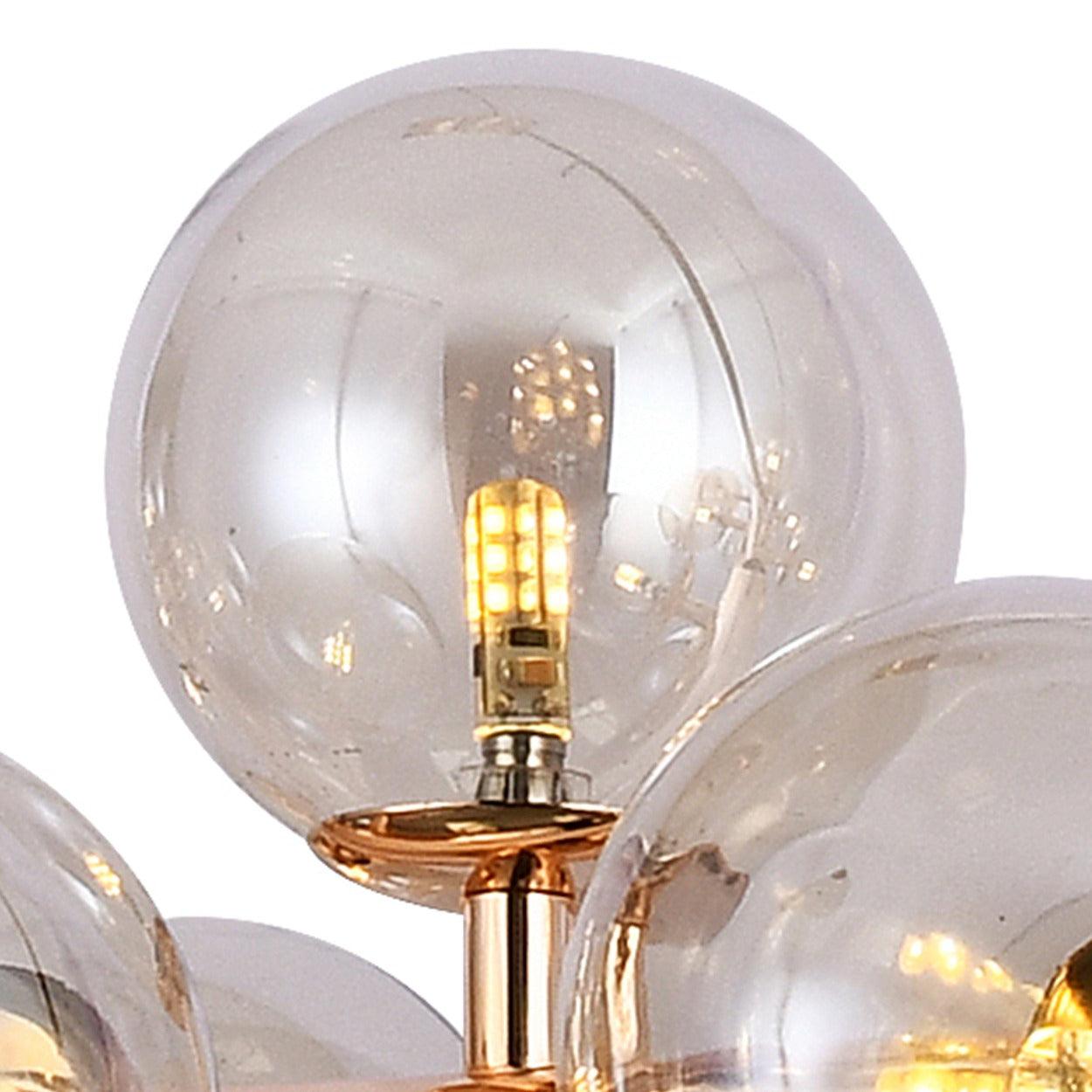 ANKUR ROMA 25 LIGHT CHAMPAGNE GLASS WITH GOLD METAL RADIANT CHANDELIER - Ankur Lighting