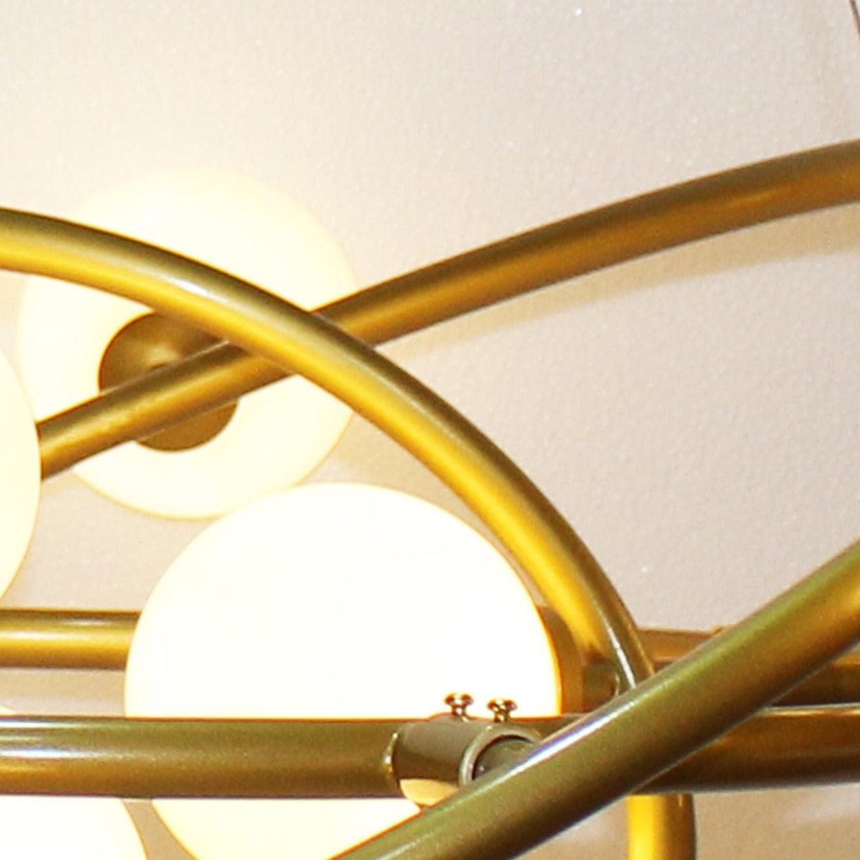 ANKUR SATURN 9 LIGHT GOLD CHANDELIER WITH MILKY WHITE GLOBE - Ankur Lighting