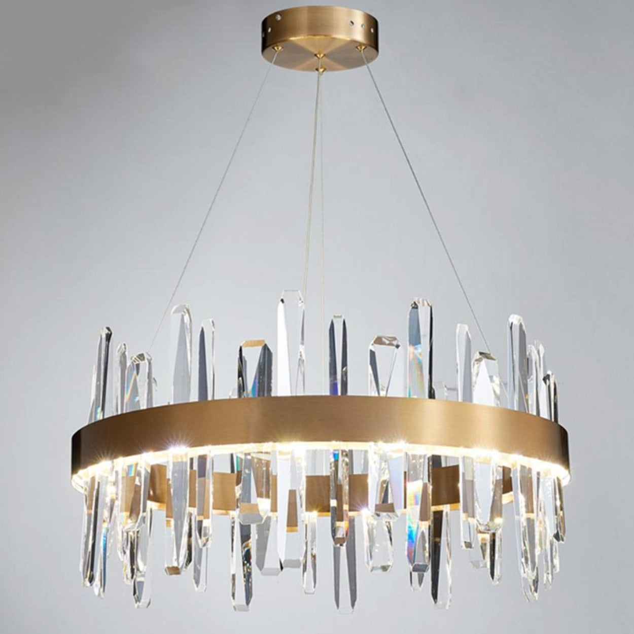 ANKUR SPACED CRYSTAL BAR LED ROUND CONTEMPORARY CHANDELIER - Ankur Lighting