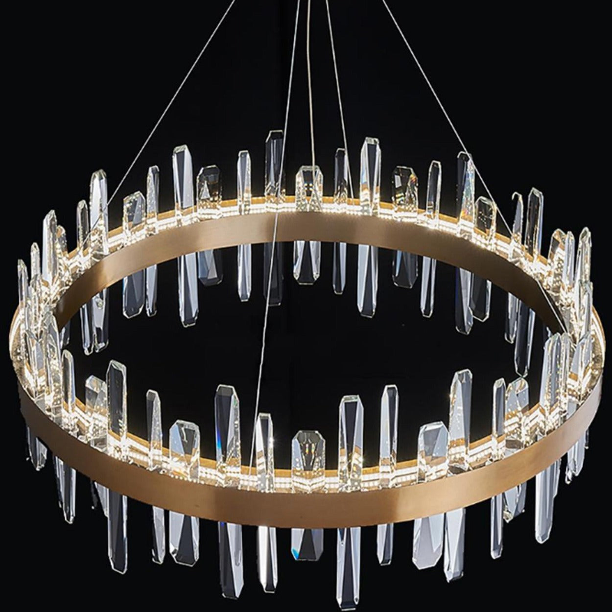 ANKUR SPACED CRYSTAL BAR LED ROUND CONTEMPORARY CHANDELIER - Ankur Lighting