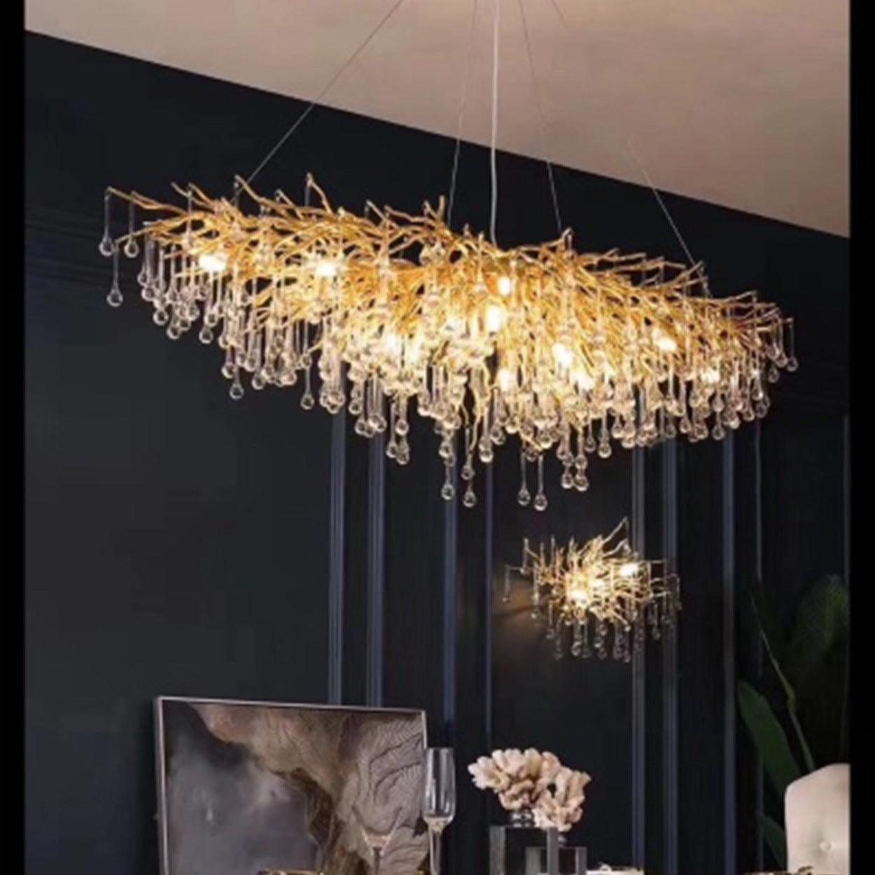 ANKUR TREE BRANCH RAIN DROP MODERN CRYSTAL CHANDELIER - Ankur Lighting