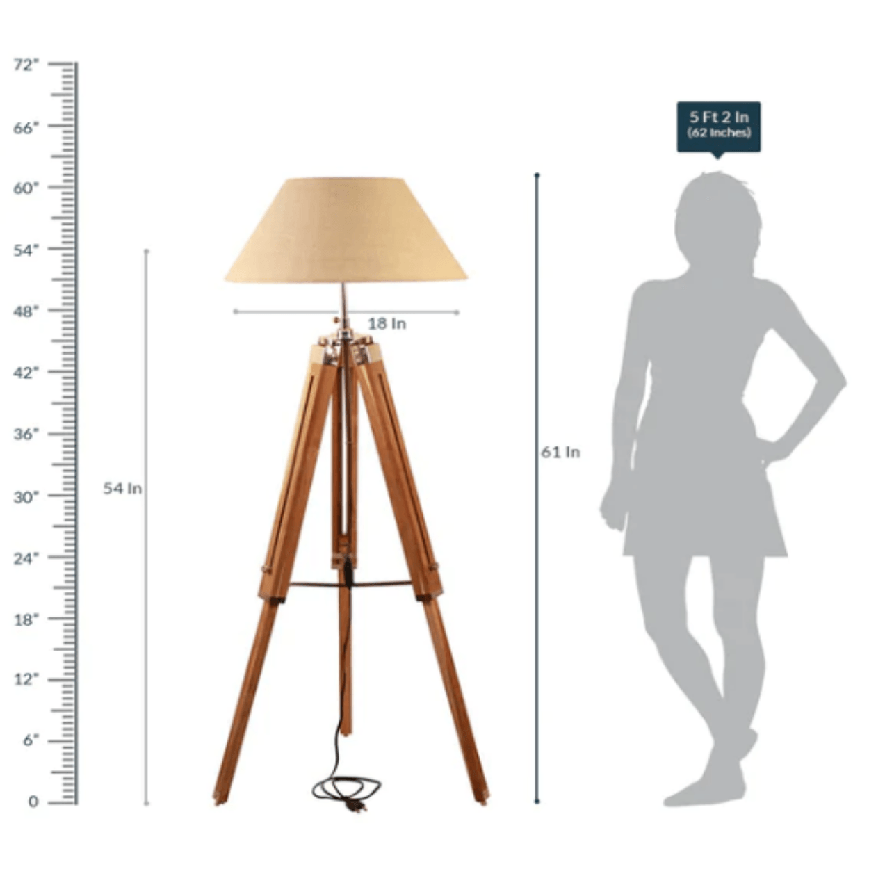 ANKUR TRIPOD WOODEN AND SHADE FLOOR LAMP - Ankur Lighting