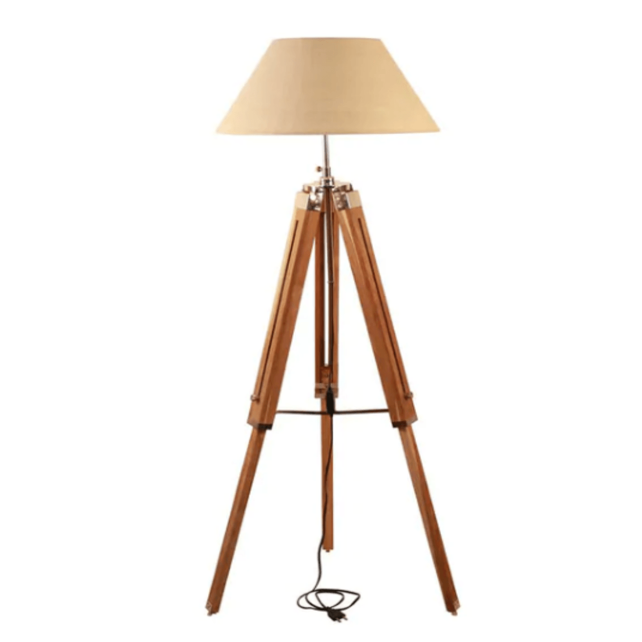 ANKUR TRIPOD WOODEN AND SHADE FLOOR LAMP - Ankur Lighting