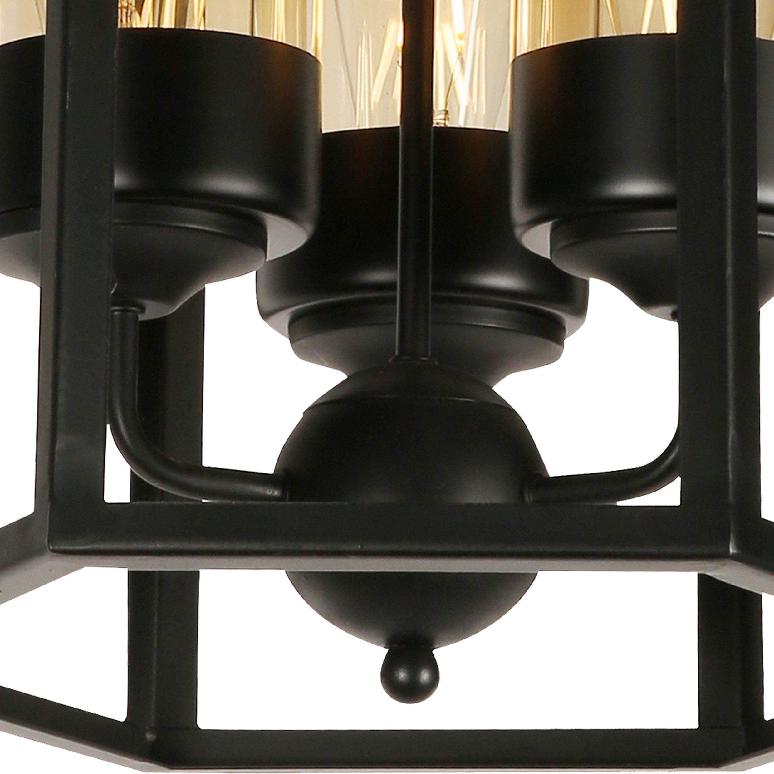 ANKUR UPTOWN 3 LIGHT BLACK METAL CAGE WITH AMBER/CHAMPAGNE GLASS CHANDELIER - Ankur Lighting