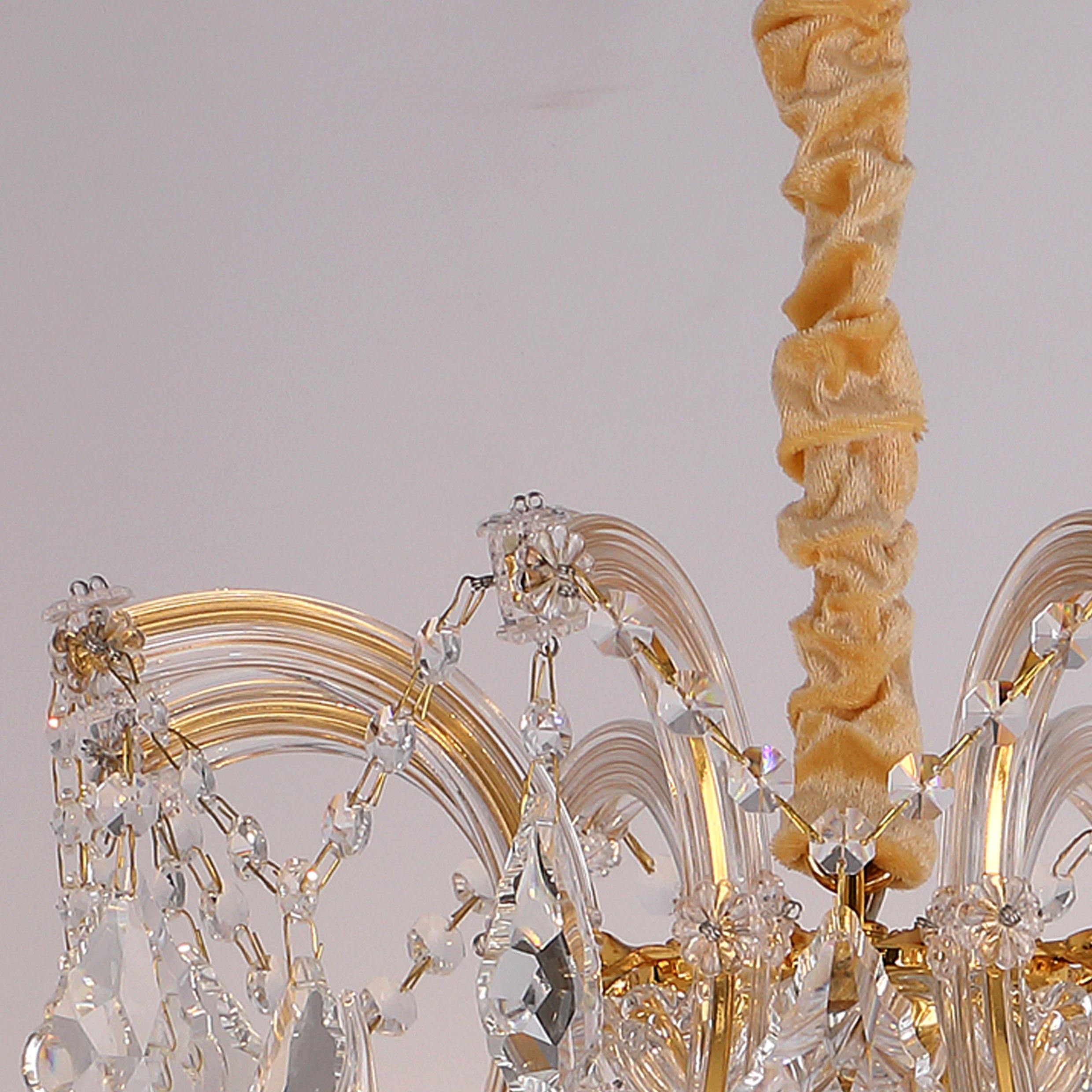 ANKUR VEGAS 8 LIGHT GOLDEN ARMS WITH CRYSTAL CHANDELIER - Ankur Lighting