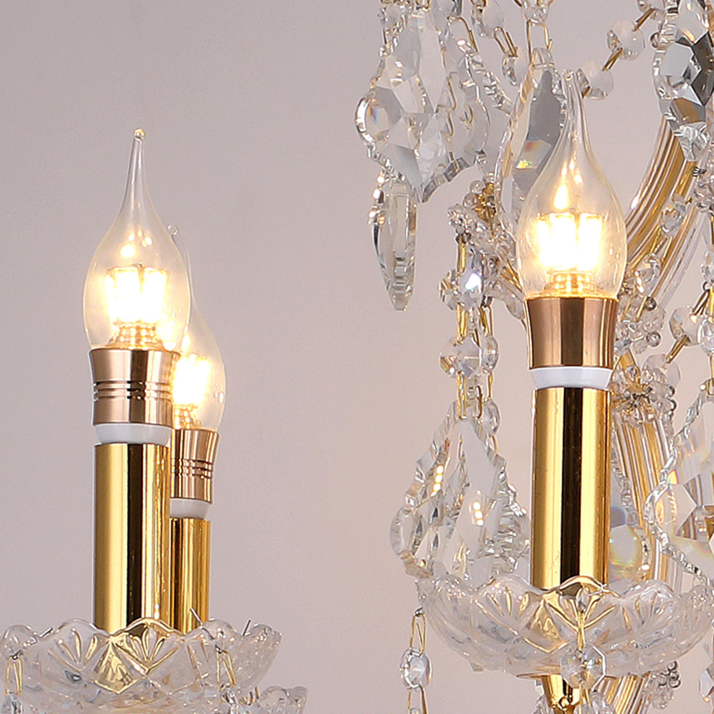 ANKUR VEGAS 8 LIGHT GOLDEN ARMS WITH CRYSTAL CHANDELIER - Ankur Lighting