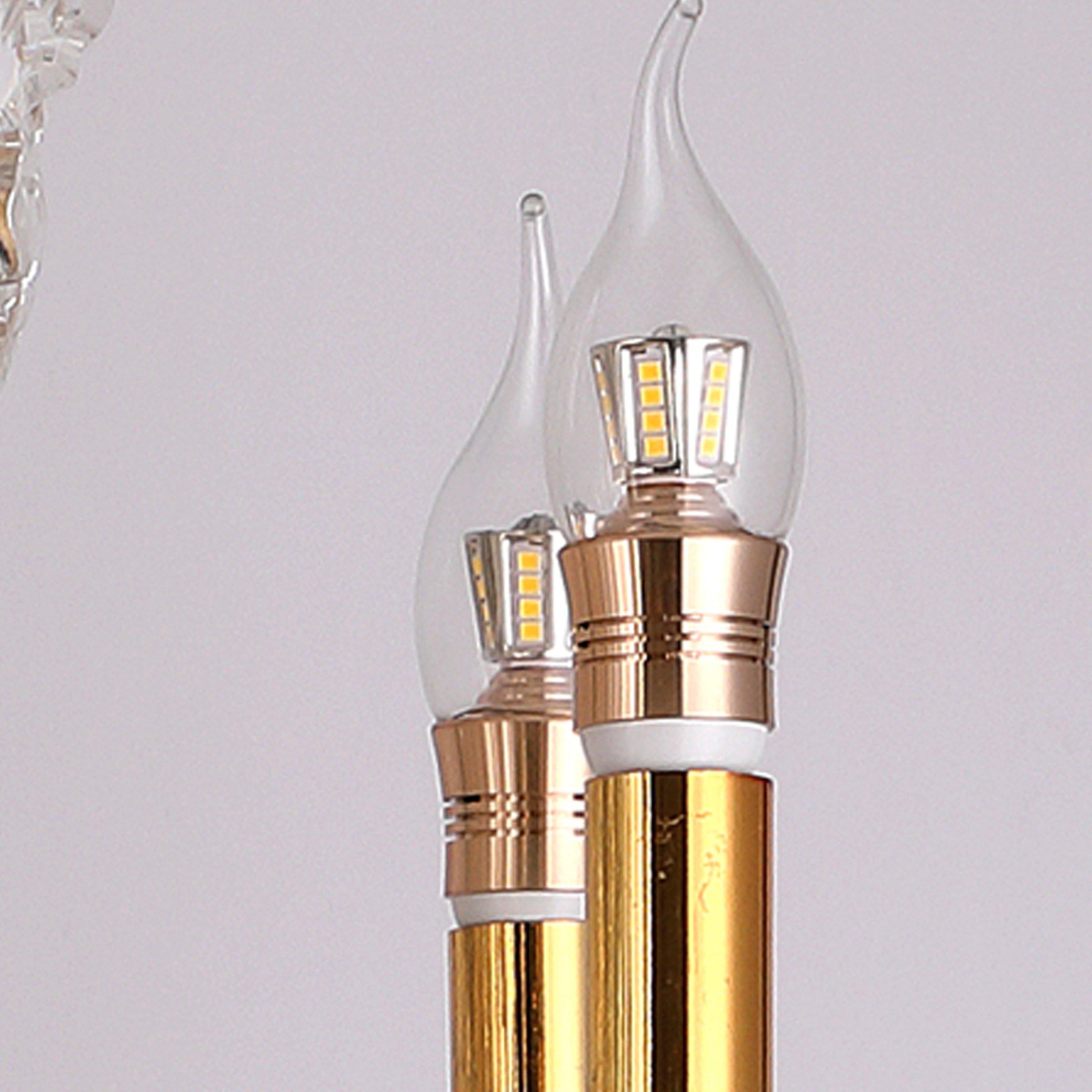 ANKUR VEGAS 8 LIGHT GOLDEN ARMS WITH CRYSTAL CHANDELIER - Ankur Lighting
