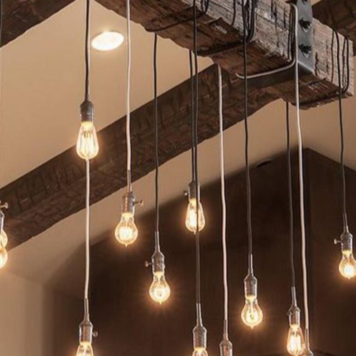 ANKUR WOODEN LOG ROPE HANGING VINTAGE CHANDELIER - Ankur Lighting