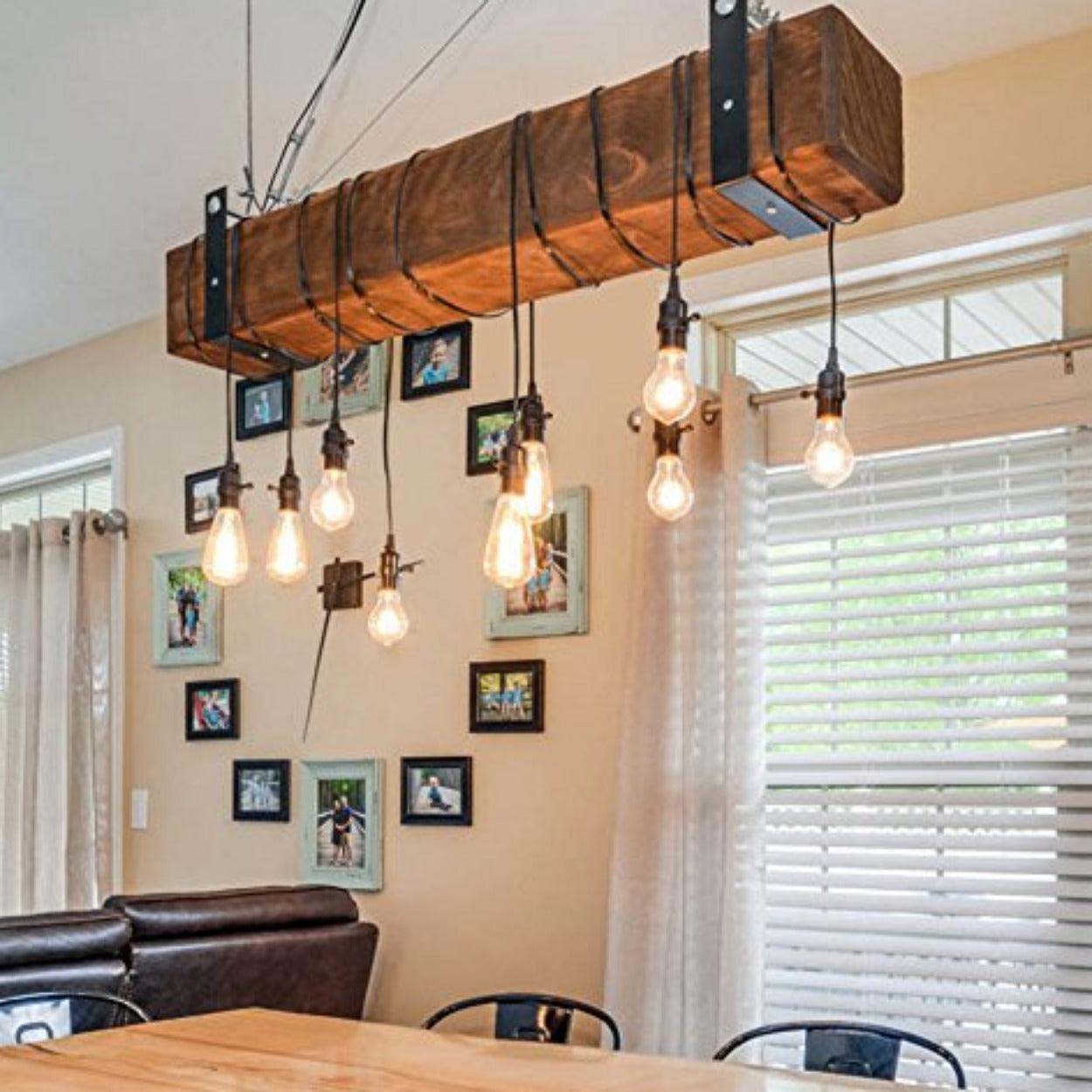 ANKUR WOODEN LOG ROPE HANGING VINTAGE CHANDELIER - Ankur Lighting