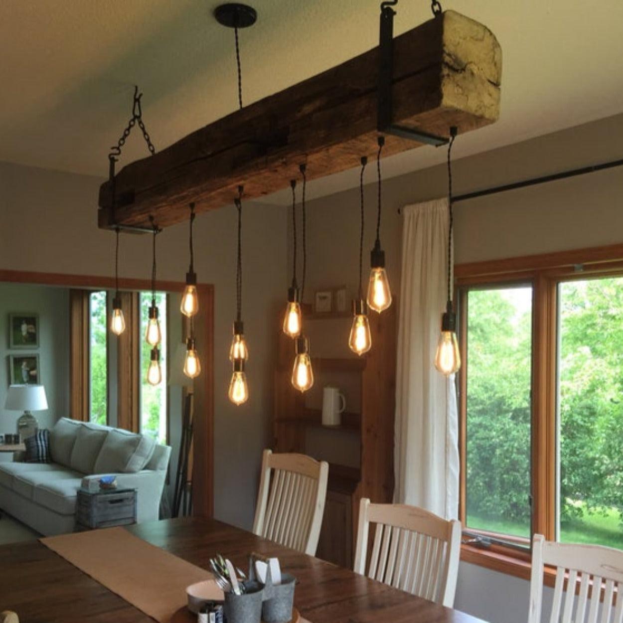 ANKUR WOODEN LOG ROPE HANGING VINTAGE CHANDELIER - Ankur Lighting