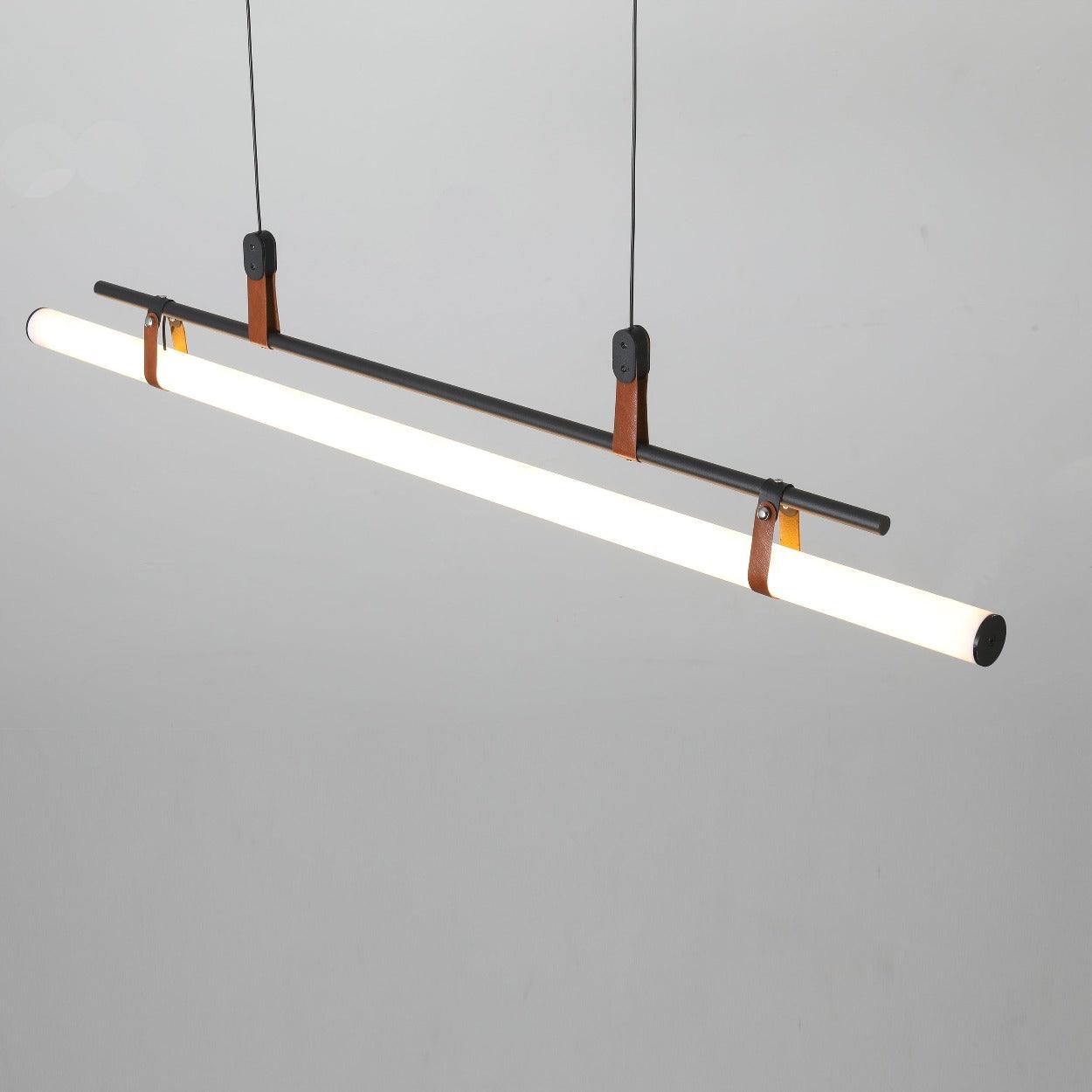 ANNA LINEAR LED TUBE WITH LEATHER HANGING LIGHT - Ankur Lighting