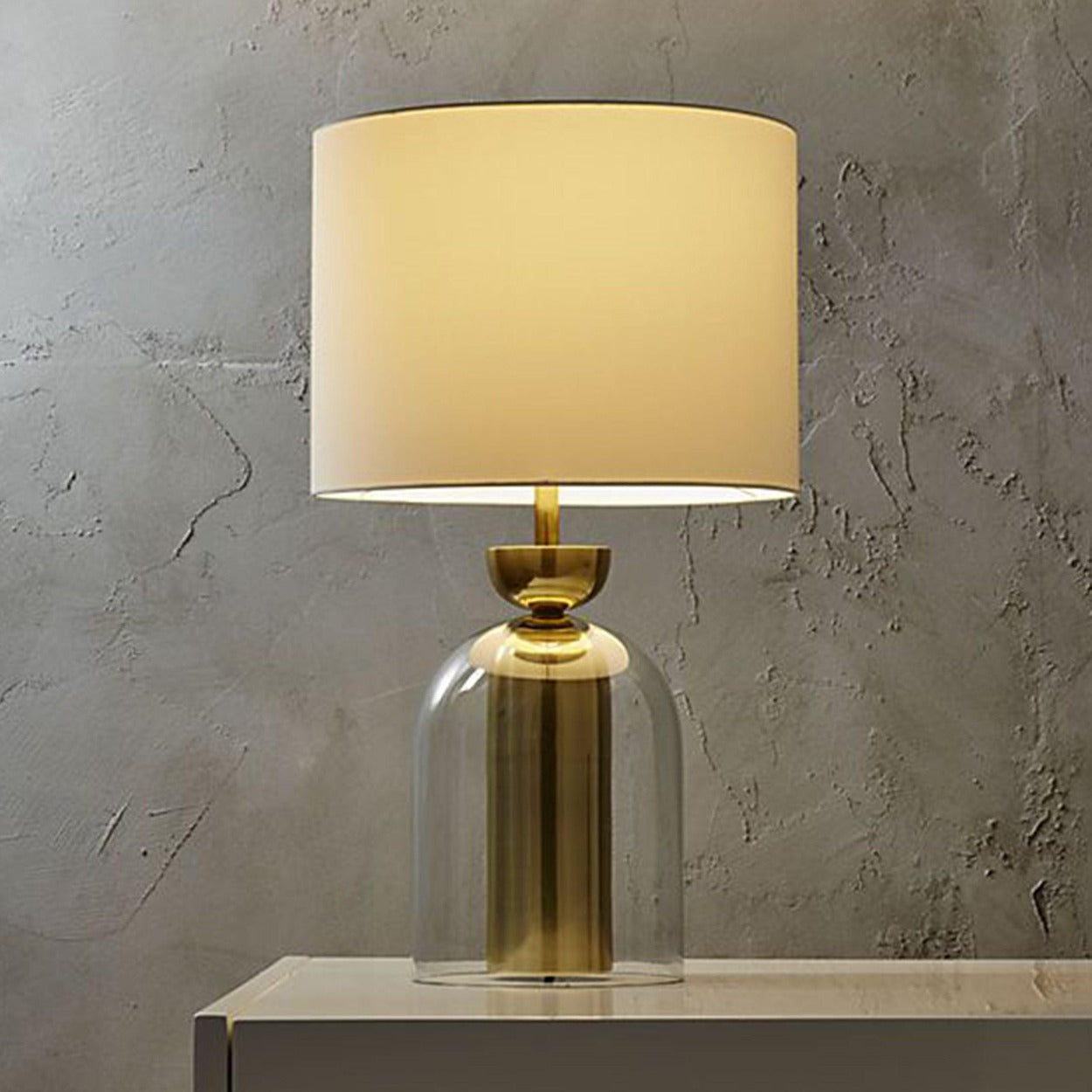 BELLJAR GLASS AND METAL CONTEMPORARY TABLE LAMP - Ankur Lighting