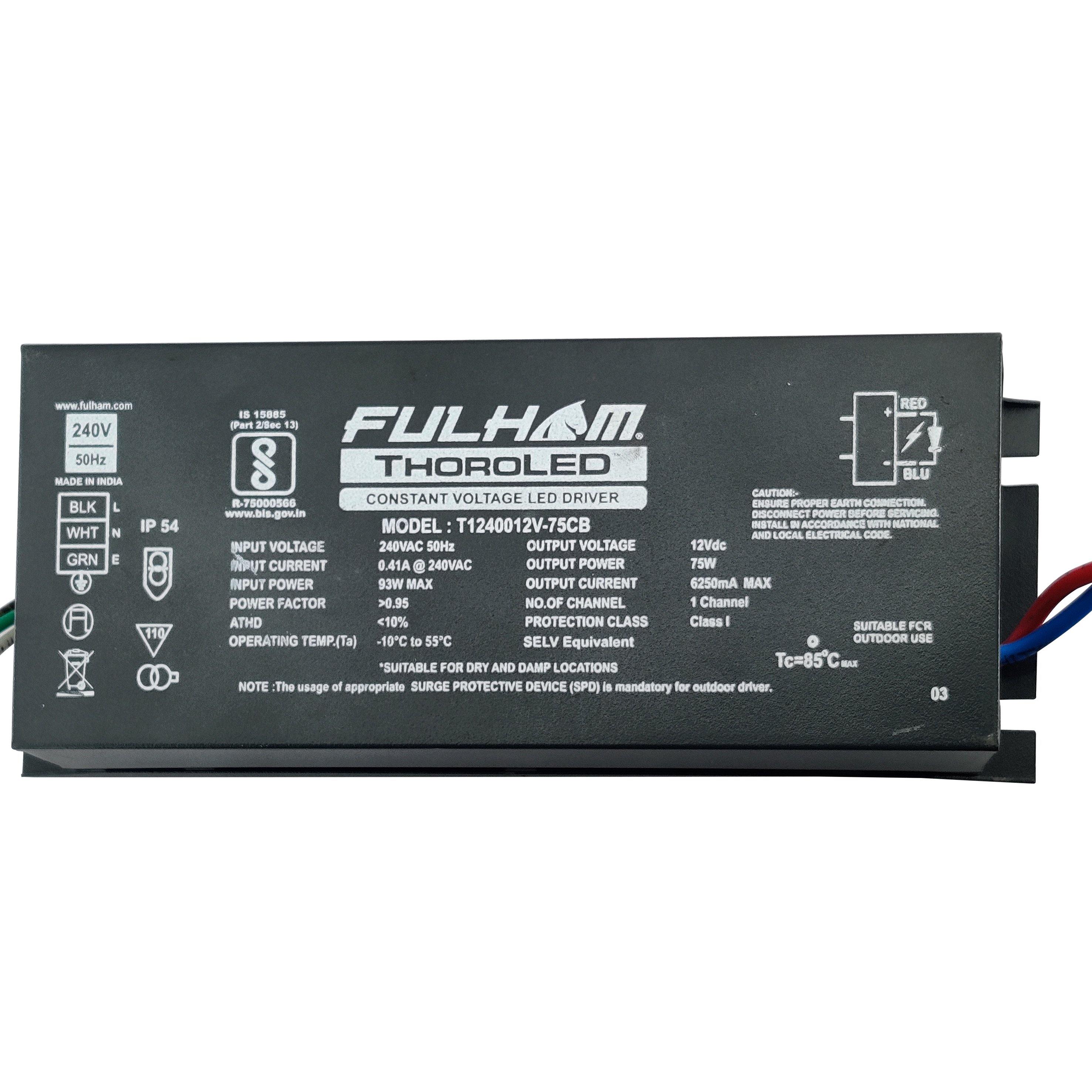 FULHAM 75W LED STRIP CONSTANT VOLTAGE LED DRIVER OUTDOOR RATED - Ankur Lighting